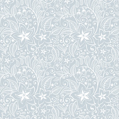 Fototapeta na wymiar Floral seamless pattern. Light blue and white background in the style of Boho