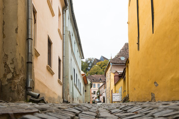 The Street of the Trustee - Cositorarilor street -  in old city Sighisoara in Romania