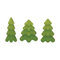 Set of three fir trees flat illustration. Christmas tree flat icons