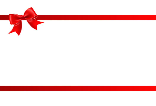 Gift card with red ribbon and a bow - Gift voucher template with place for text - Invitation