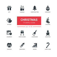 Holidays theme, Christmas - line design icons set
