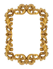 Golden frame isolated on white, Clipping Path