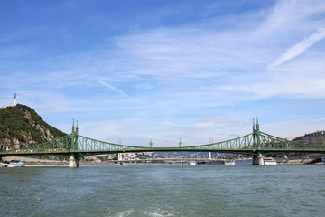 Obraz premium Liberty bridge on Danube river Budapest Hungary