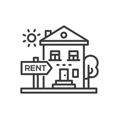 House for rent - line design single isolated icon