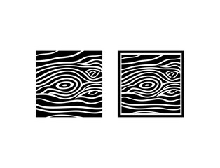 Fototapeta na wymiar Square Black Wood Texture Illustration Logo Silhouette
