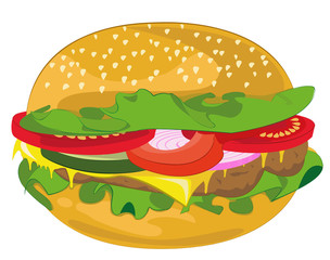 hamburger in cartoon style 
