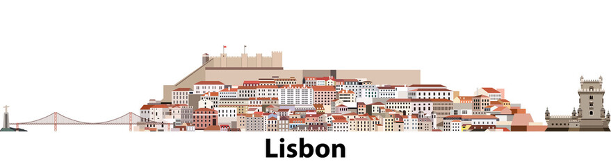 Lisbon city skyline vector illustration