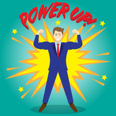 Businessman Getting Stronger By Power Up