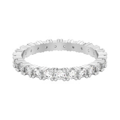 3D illustration isolated white gold or silver eternity band diamond ring