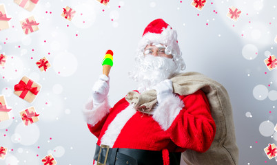Funny Santa Claus with ice-cream