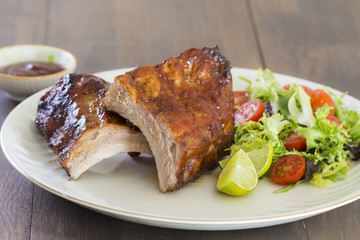 Pork ribs with barcecue sauce