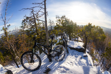 Winter bike tour to the mountains