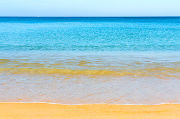 Beautiful tropical beach with sea view, clean water and blue sky