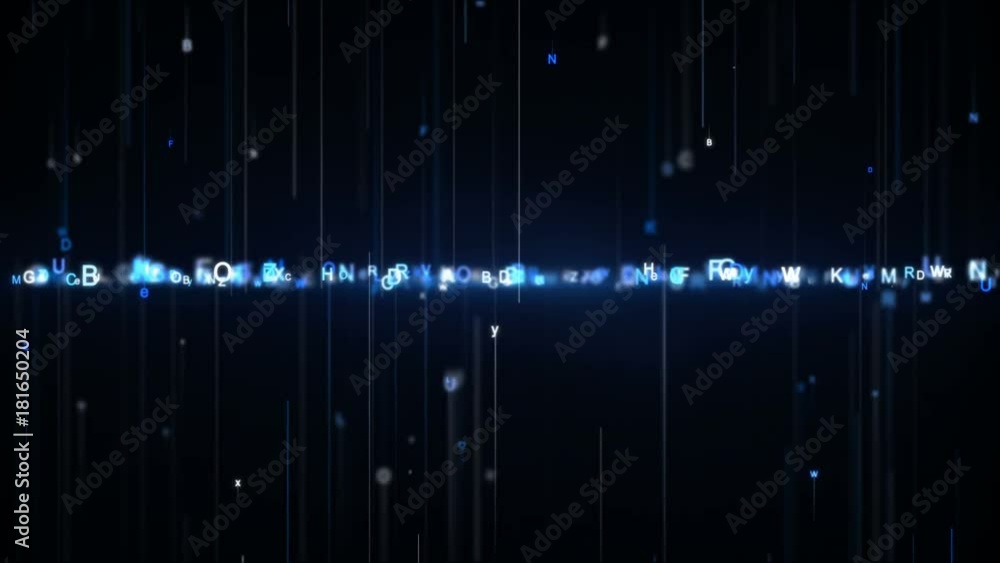Poster random blue alphabet letters. abstract futuristic technology concept. computer generated seamless lo
