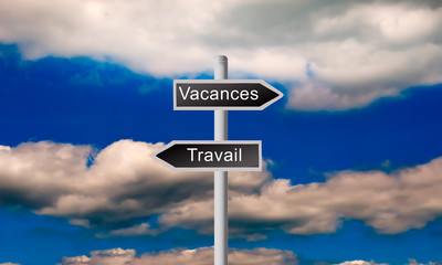 Holiday direction road sign