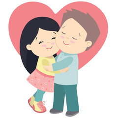 Cute Little Girl And Boy Hugging Valentines Day Card