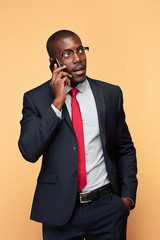 Young african business man on the phone