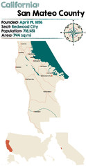 Large and detailed map of San Mateo county in California