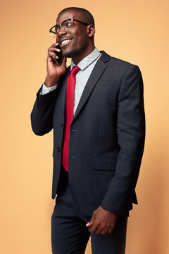Young african business man on the phone