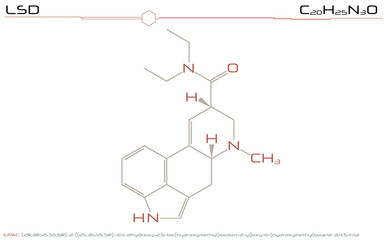 Large and detailed illustration of the molecule of LSD