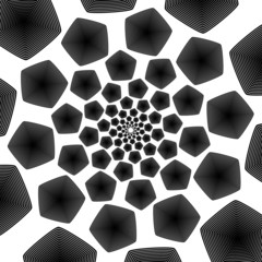 Crazy pentagon pattern in black & white