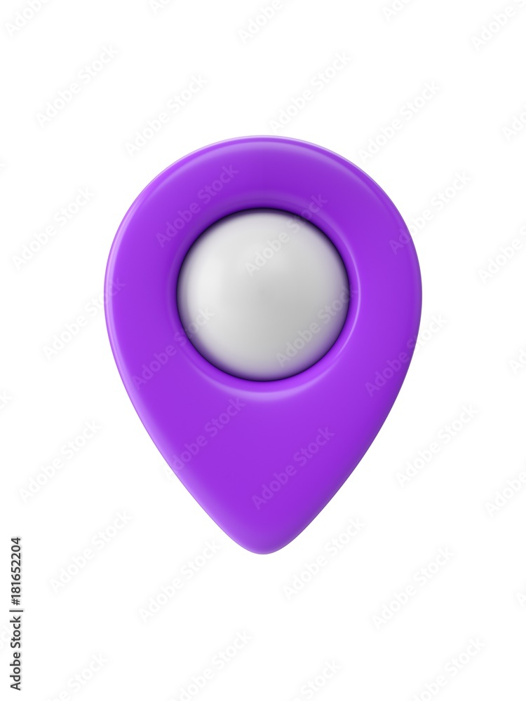 Poster purple map pointer isolated on white background