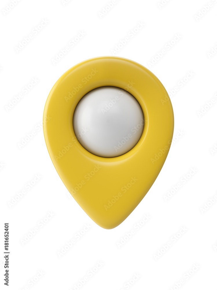 Poster yellow map pointer isolated on white background