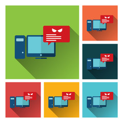 Alert notification on desktop computer vector, malware concept, spam data, fraud internet error, insecure connection, online scam, virus