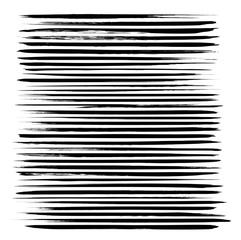 Long and thin texture strokes thick black gouache paint big set isolated on a white background