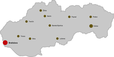 Bratislava Country Map With City Labels