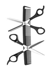 Hairdressing tools on white
