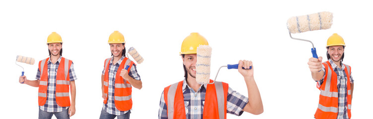 The funny painter isolated on white