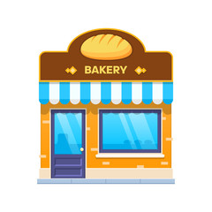 Obraz premium Modern city bakery shop building facade. City baking shop building.