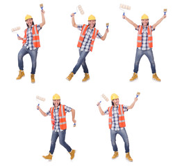 Obraz premium The funny painter isolated on white