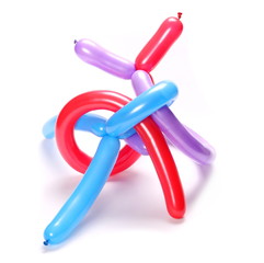 Colorful balloons in abstract shapes, isolated on white background