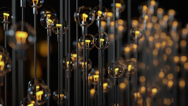 Indoor light, coffee shop. Abstract lamp background.