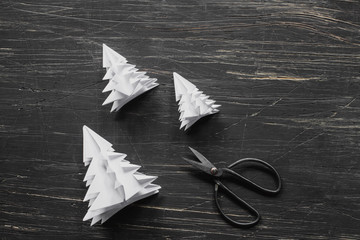 Origami Christmas tree making. Step by step, tutorial