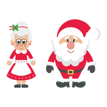 Cartoon Mrs Santa And Santa Claus