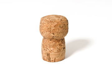 Cork from champagne wine bottle - concept isolated on white background with copy space