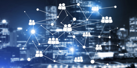 Modern wireless technologies as means of communucation and networking on dark background