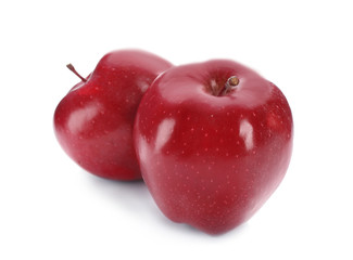 Plakat Ripe red apples on white background