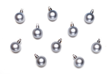 New year and Christmas silver balls isolated