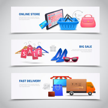 Shopping Realistic Banners Set