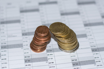 Geld - M&uuml;nzen auf Kalender
