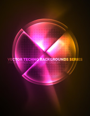 Circular glowing neon shapes, techno background