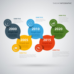 Time line info graphic with colored round design pointers