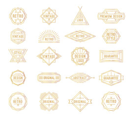 Set of minimal gold geometric vintage labels with the place for text.