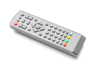 Modern TV remote control on white background