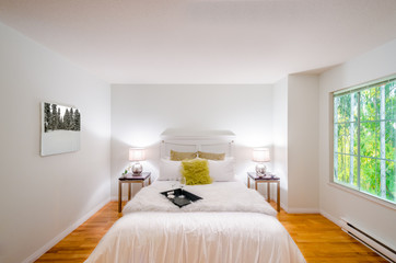 Beautiful and modern home and hotel bedroom interior design.