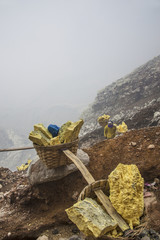 Volcano Ijen - sulfur mining